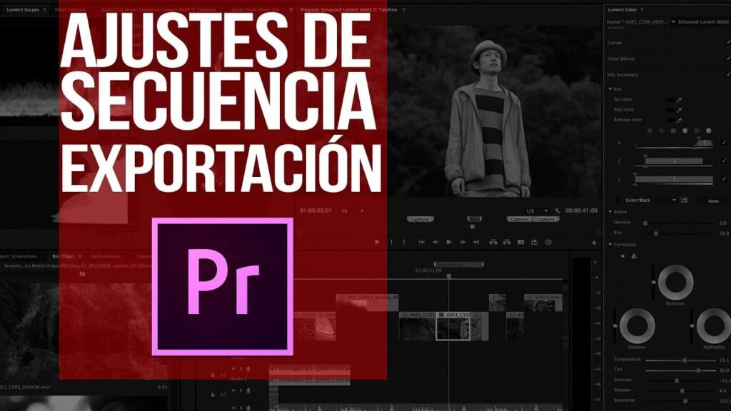 Ajustes de secuencia y exportar en alta calidad con bajo peso en Adobe Premiere.