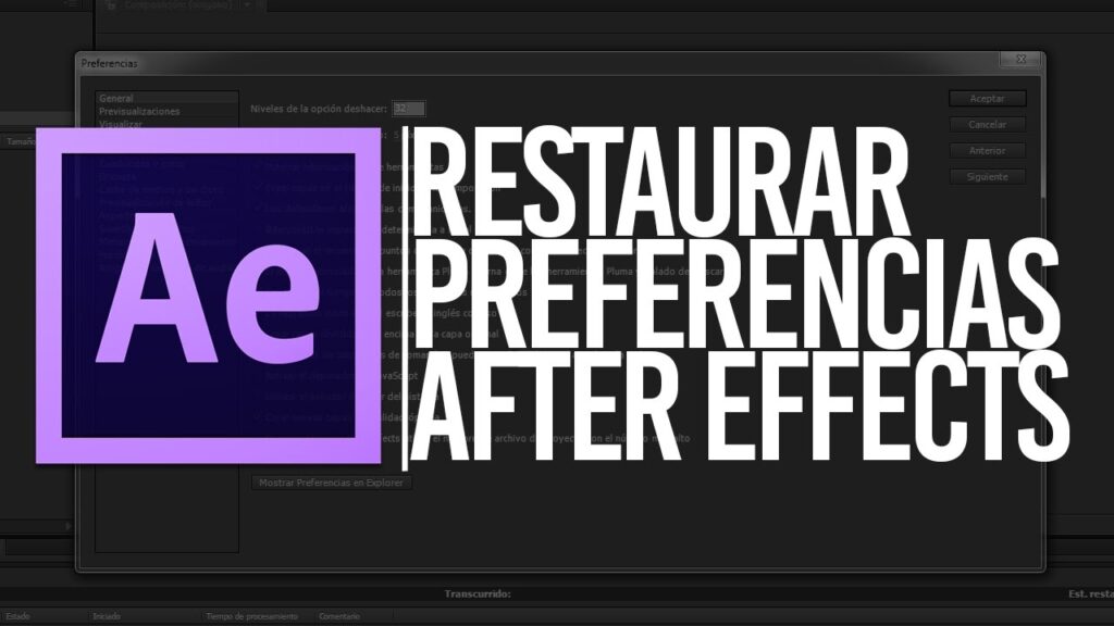 Restaurar o restablecer preferencias por defecto en After Effects