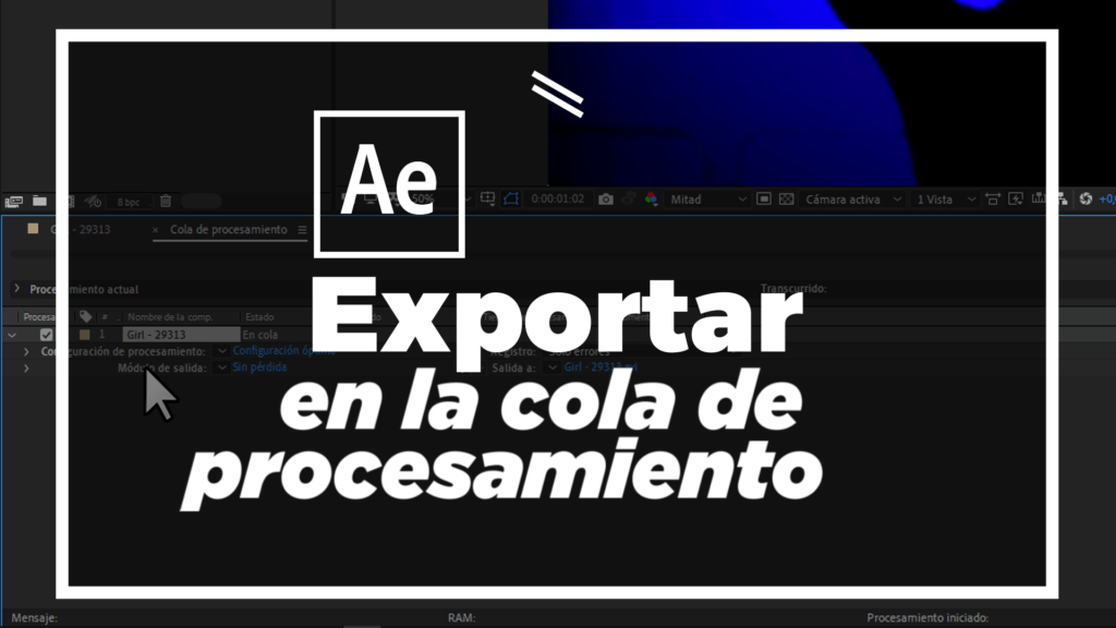 Exportar MP4 en la cola de procesamiento en After Effects CC18, CC19, CC2020 sin usar Media Encore