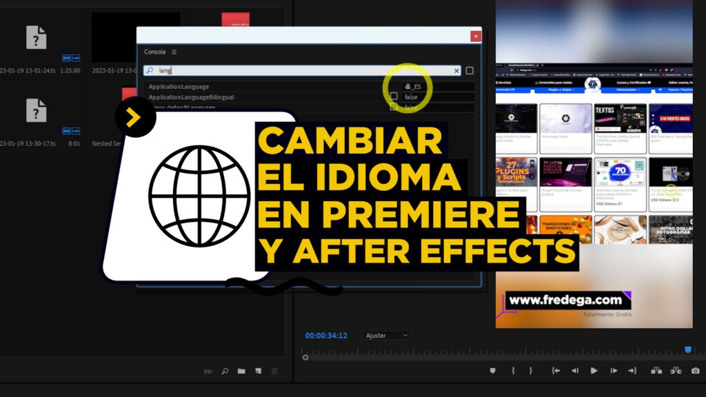 Cambiar el idioma rápidamente al After Effects y Premiere