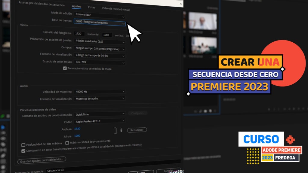 Crear una secuencia desde cero en Premiere 2023